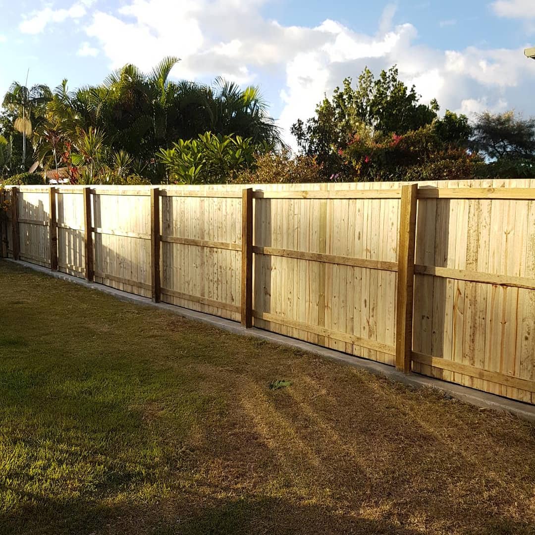 Timber fence in a suburban backyard