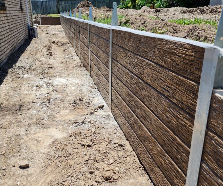 Concrete sleeper retaining wall