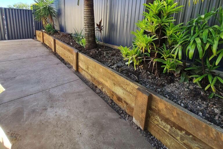 Hardwood sleeper retaining wall